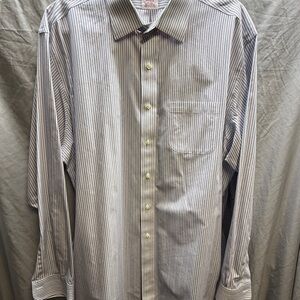 Brooks Brothers Madison White Purple and Blue Striped Dress Shirt